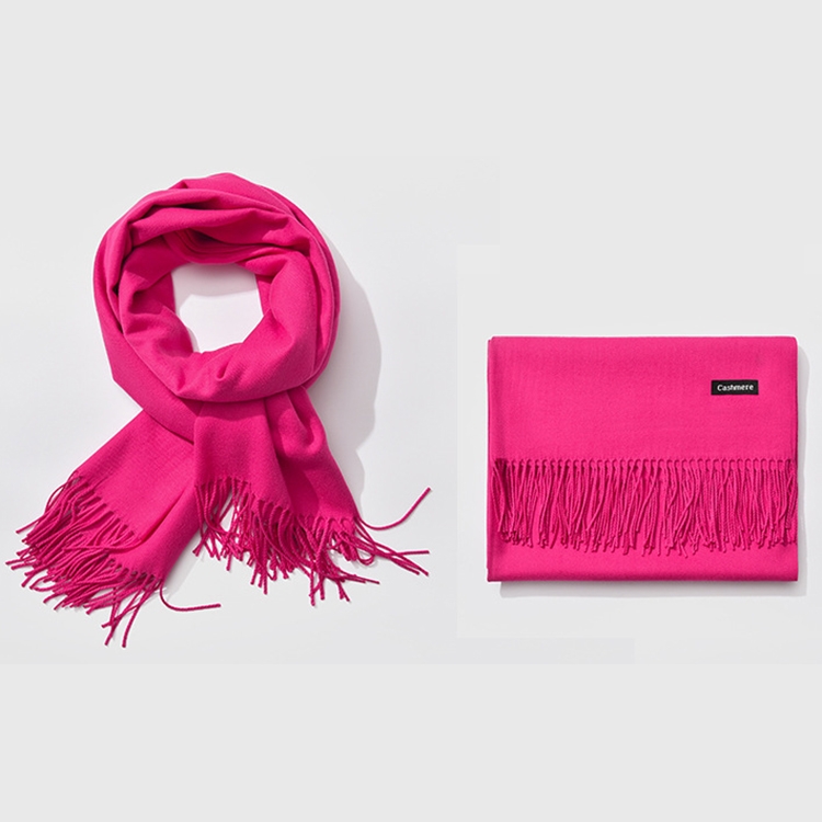 Autumn and Winter Season Classic Solid Color Imitation Cashmere Scarf, Size: 60 * 200cm(Magenta)