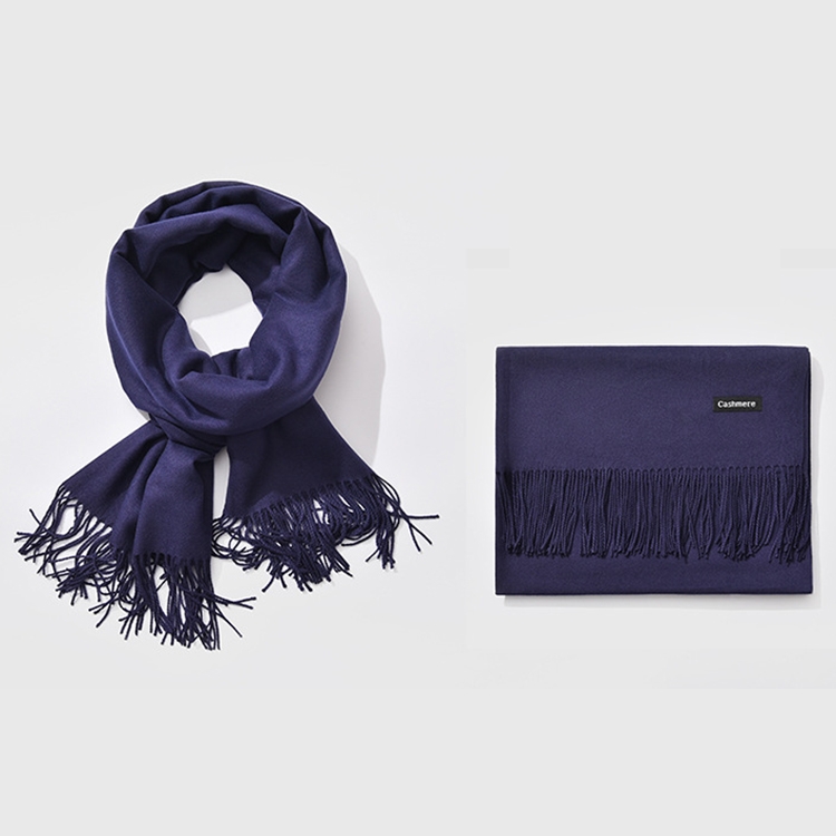 Autumn and Winter Season Classic Solid Color Imitation Cashmere Scarf, Size: 60 * 200cm(Navy)