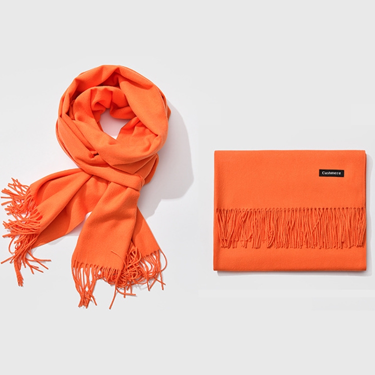 Autumn and Winter Season Classic Solid Color Imitation Cashmere Scarf, Size: 60 * 200cm(Orange)