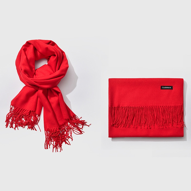 Autumn and Winter Season Classic Solid Color Imitation Cashmere Scarf, Size: 60 * 200cm(Red)