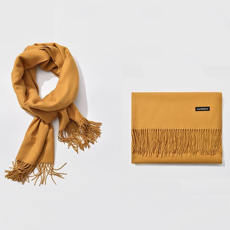 Autumn and Winter Season Classic Solid Color Imitation Cashmere Scarf, Size: 60 * 200cm(Yellow)