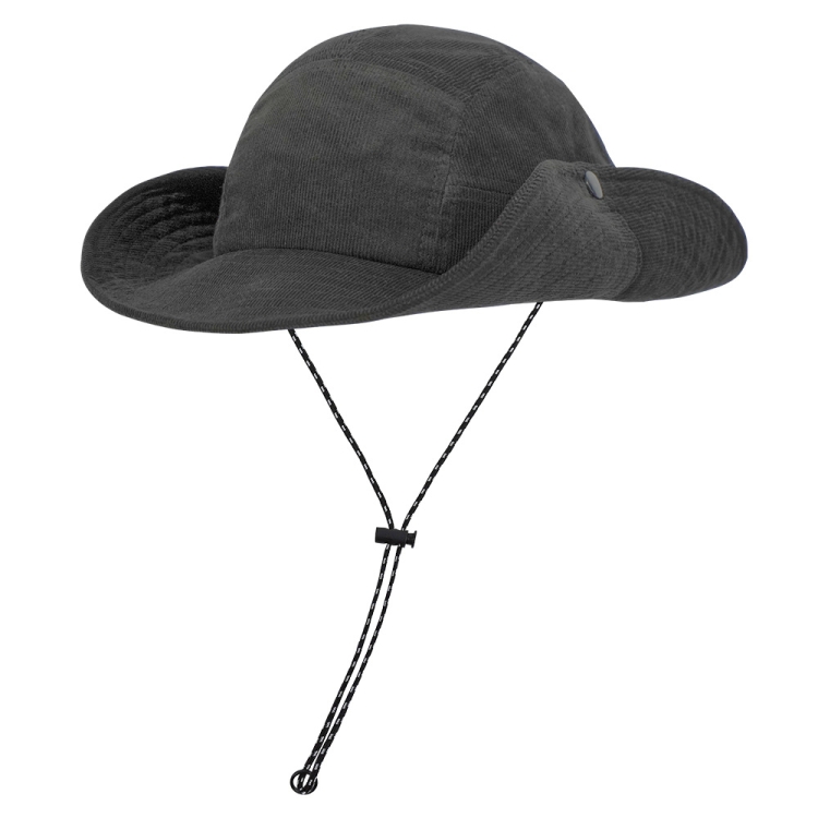 Autumn And Winter Sunscreen Fisherman Hat Camping Warming Large Eaves Corduroy Mountaineering Hood, Size: XL Above 60cm(Black)