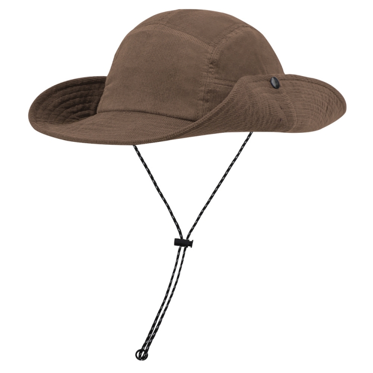 Autumn And Winter Sunscreen Fisherman Hat Camping Warming Large Eaves Corduroy Mountaineering Hood, Size: XL Above 60cm(Light Brown)