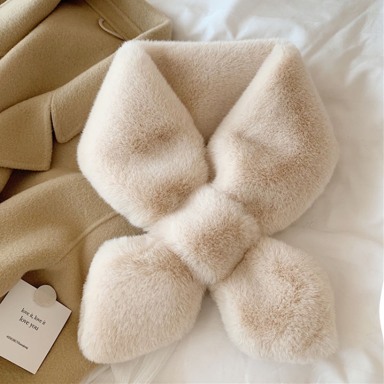 Autumn and Winter Windproof Plush Warm Cross Scarf(Khaki)
