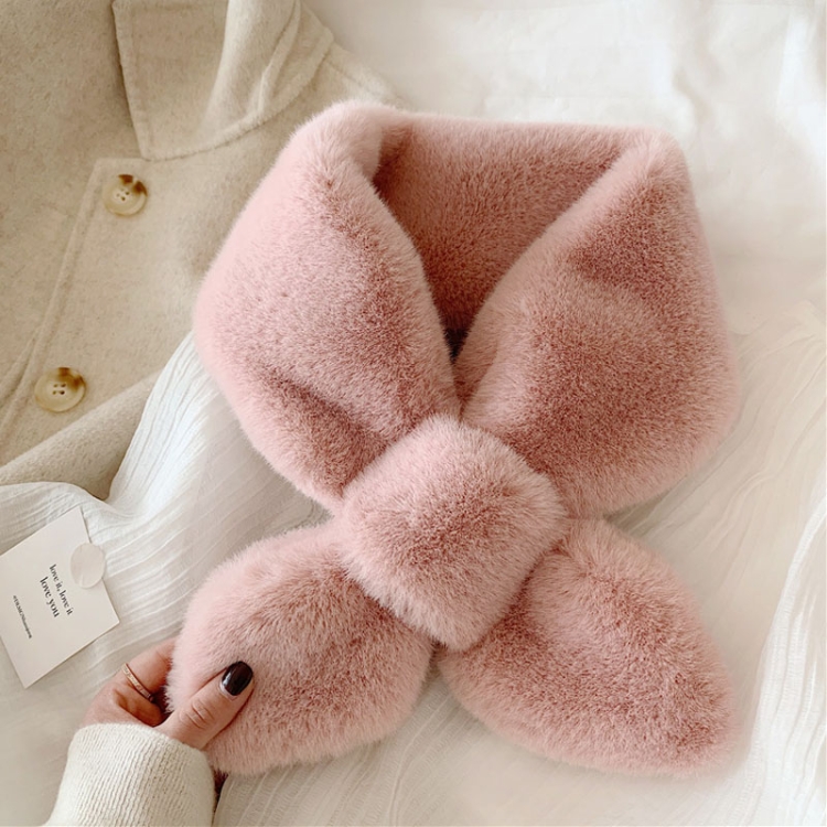 Autumn and Winter Windproof Plush Warm Cross Scarf(Pink)