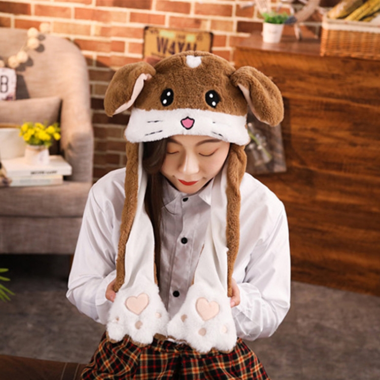 Autumn & Winter Cute Animal Magnet Airbag Ear Hat(Brown Field Mouse)
