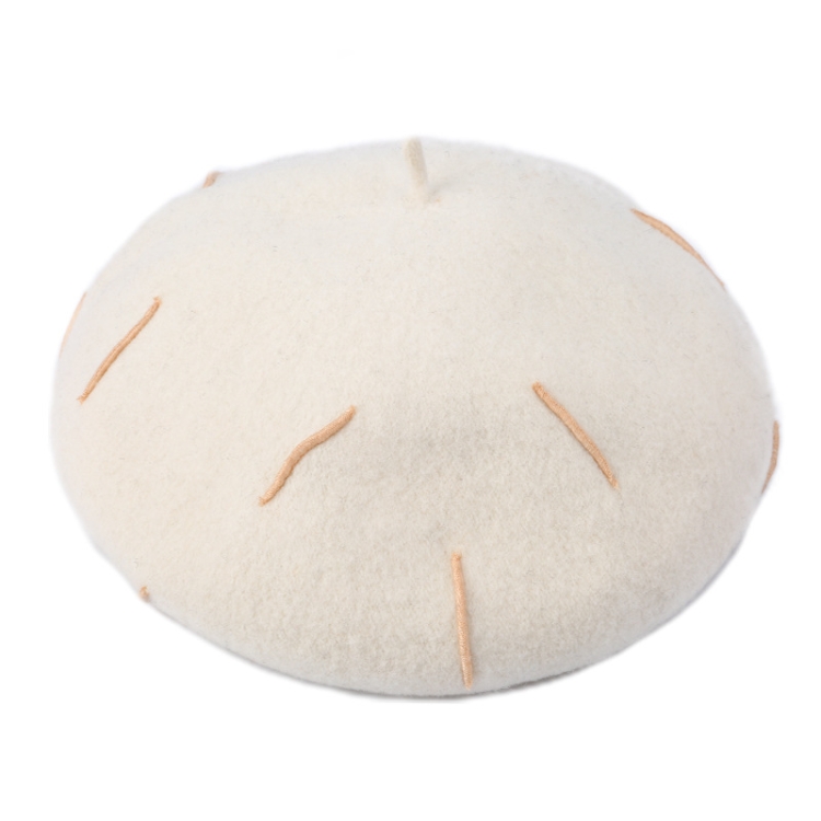 Autumn Winter Embroidered Warm Wool Hat Outdoor Leisure Ladies Beret, Size: One Size(White)