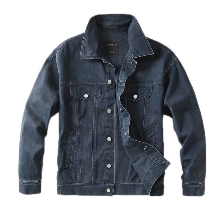 Autumn Winter Retro Denim Jacket Loose Work Jacket, Size: L(Blue)