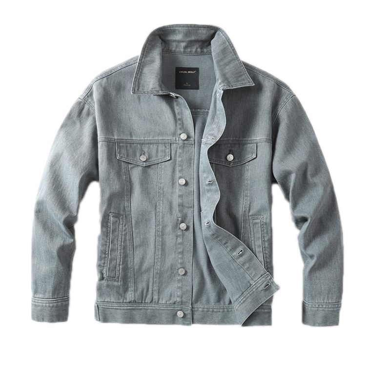 Autumn Winter Retro Denim Jacket Loose Work Jacket, Size: S(Light Gray)