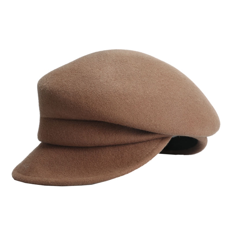 Autumn Winter Wool Beret Breathable Duck Tongue Cap, Size: Adjustable(Camel)