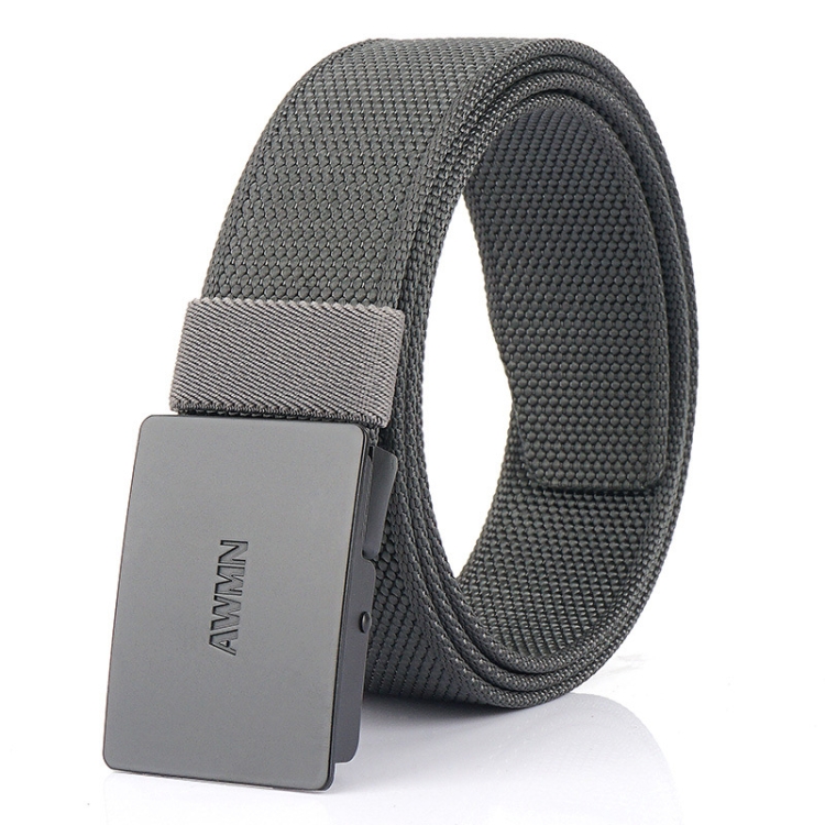 AWMN Men Nylon Canvas Cargo Jeans Casual Buckle Belt, Length: 120cm(Black Buckle Dark Gray)