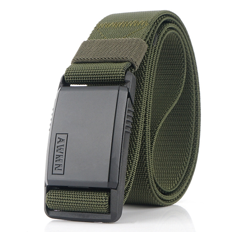 AWMN Metal Nylon Magnetic Buckle Fashion Casual Men Belt, Length: 125cm(Black Cap Army Green)