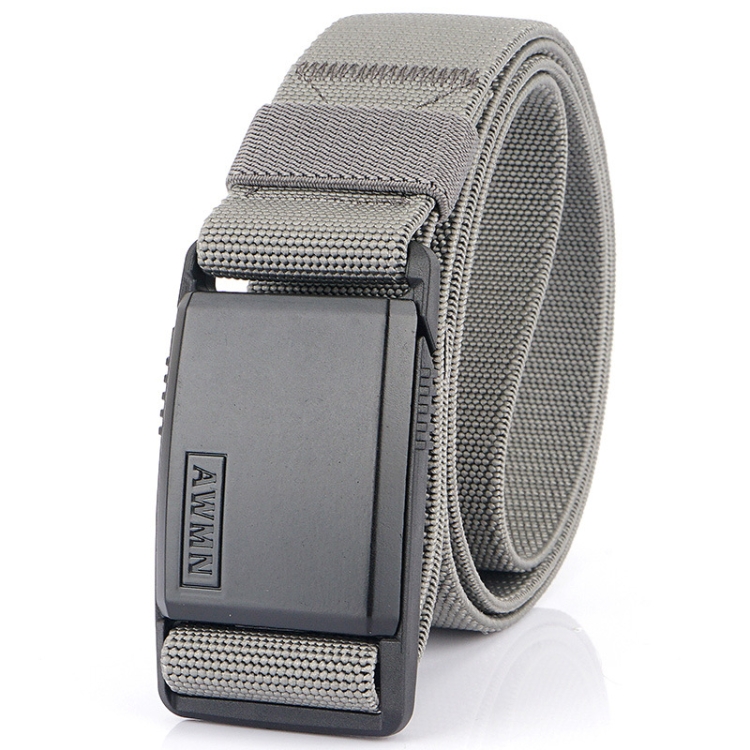 AWMN Metal Nylon Magnetic Buckle Fashion Casual Men Belt, Length: 125cm(Black Cap Light Gray)