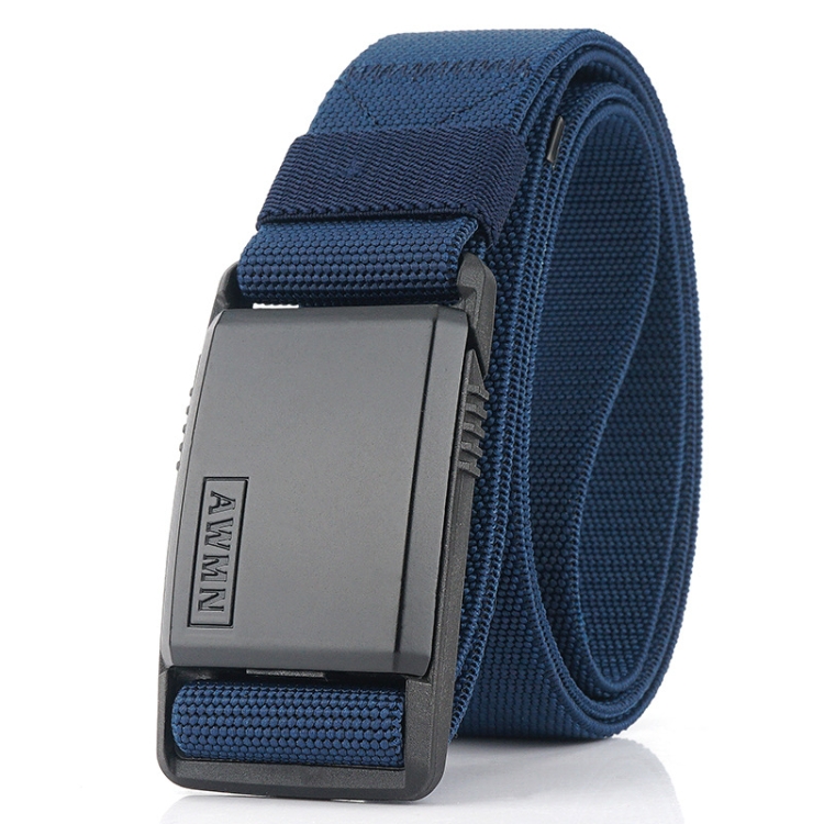 AWMN Metal Nylon Magnetic Buckle Fashion Casual Men Belt, Length: 125cm(Black Cap Sapphire)