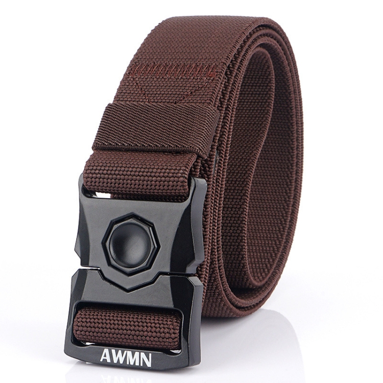 AWMN Outdoor Men Versatile Buckle Elastic Belt, Length: 120cm(Coffee)