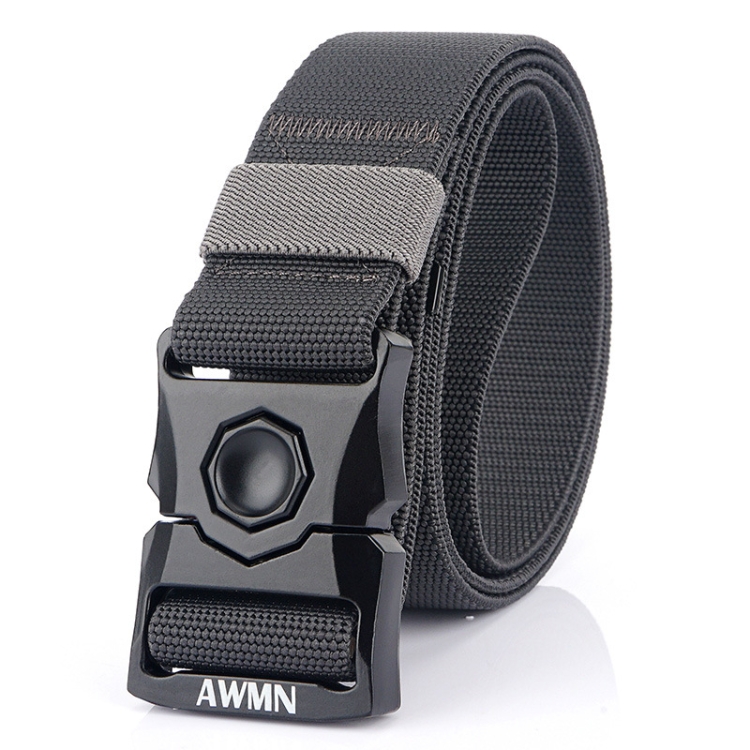 AWMN Outdoor Men Versatile Buckle Elastic Belt, Length: 120cm(Dark Gray)
