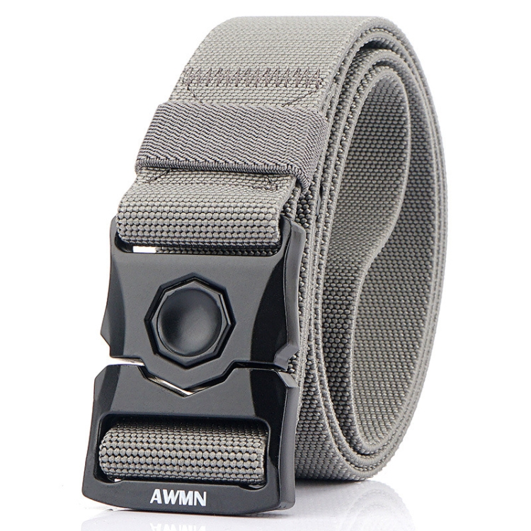 AWMN Outdoor Men Versatile Buckle Elastic Belt, Length: 120cm(Light Grey)