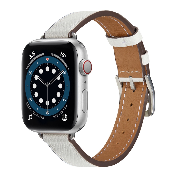 B Style Leather Watch Band Watch Band For Apple Watch Series 9&8&7 41mm / SE 3&SE 2&6&SE&5&4 40mm / 3&2&1 38mm(White)