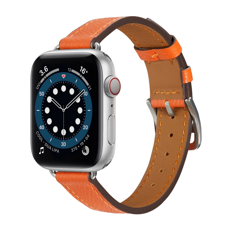 B Style Leather Watch Band Watch Band For Apple Watch Ultra 49mm&Watch Ultra 2 49mm / Series 9&8&7 45mm / SE 3&SE 2&6&SE&5&4 44mm / 3&2&1 42mm(Orange)