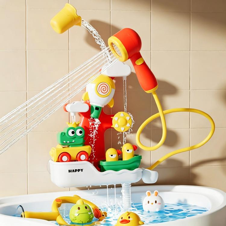 Baby Bath Water Play Shower Duck Interactive Toy Set, Version:Rechargeable