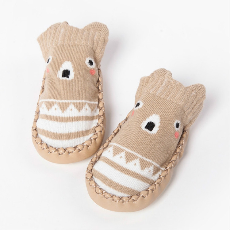 Baby Cartoon Cotton Non-slip Floor Toddler Socks, Size:12cm(Khaki)