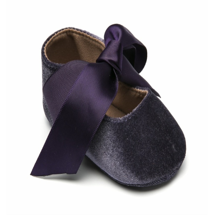 Baby Girl  Bow Lace Up PU Leather Princess First Walkers Shoes(Purple)
