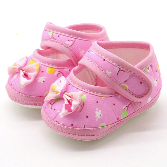 Baby Infant Shoes Girls Dot Lace Soft Sole Prewalker Warm Casual Flats Shoes(Butterfly Pink)