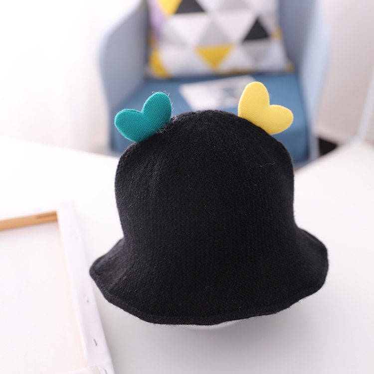 Baby Love-heart Knitted Hat Children Wild Knitted Fisherman Hat, Size: L(Black)