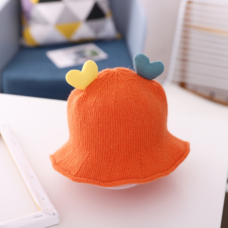 Baby Love-heart Knitted Hat Children Wild Knitted Fisherman Hat, Size: L(Orange)