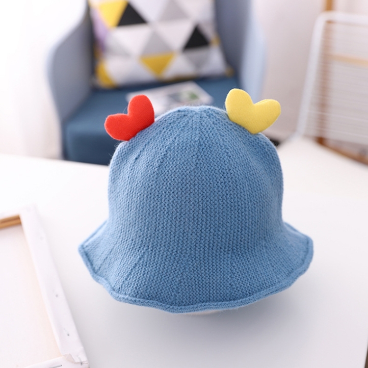 Baby Love-heart Knitted Hat Children Wild Knitted Fisherman Hat, Size: S(Blue)