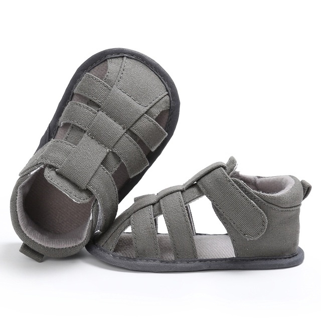 Baby Soft Bottom Canvas Toddler Shoes Breathable Sandals, Size:11cm(Grey)