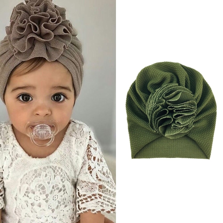 Baby Sun Flower Hedging Cap Solid Color Turban Hat, Size: One Size(Army Green)