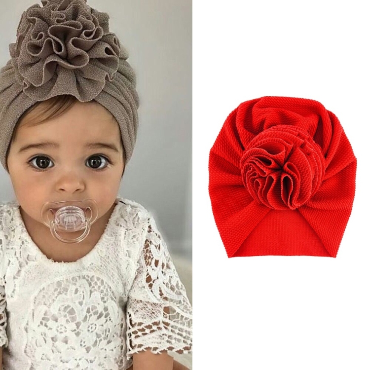 Baby Sun Flower Hedging Cap Solid Color Turban Hat, Size: One Size(Crimson)