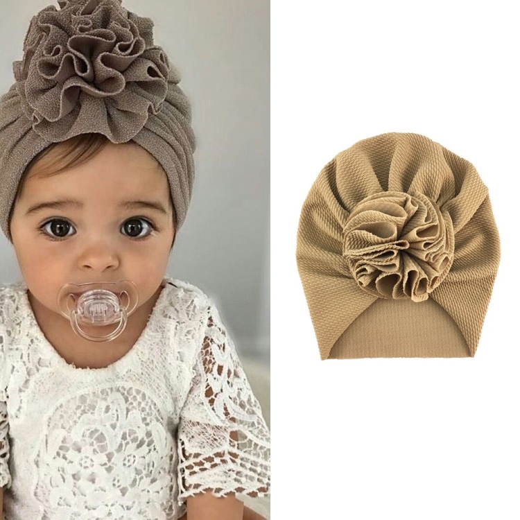 Baby Sun Flower Hedging Cap Solid Color Turban Hat, Size: One Size(Khaki)