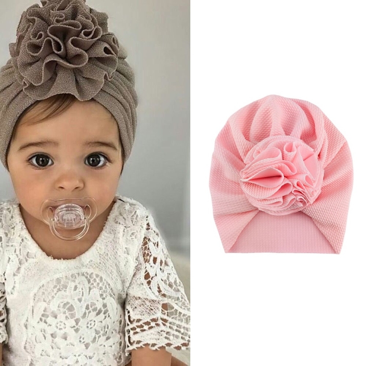 Baby Sun Flower Hedging Cap Solid Color Turban Hat, Size: One Size(Light Pink)
