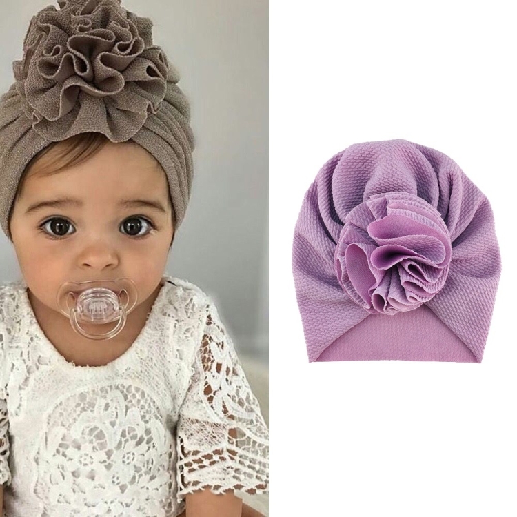 Baby Sun Flower Hedging Cap Solid Color Turban Hat, Size: One Size(Light Purple)