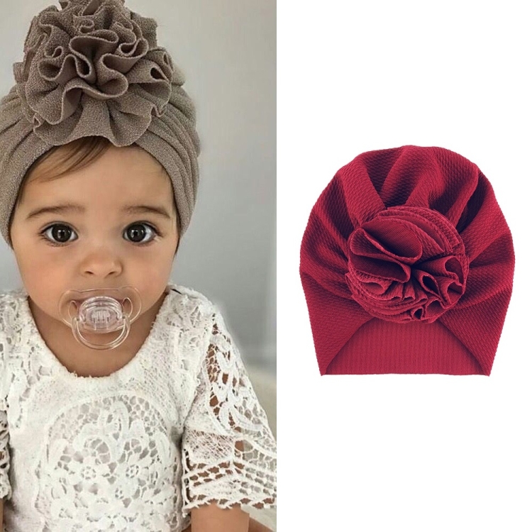 Baby Sun Flower Hedging Cap Solid Color Turban Hat, Size: One Size(Red Wine)