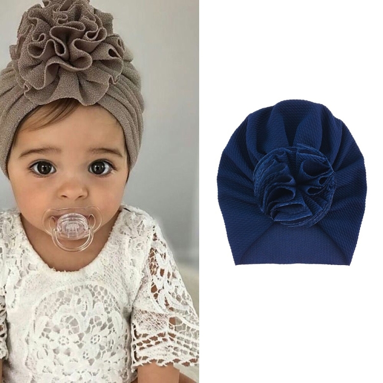 Baby Sun Flower Hedging Cap Solid Color Turban Hat, Size: One Size(Tibetan Blue)