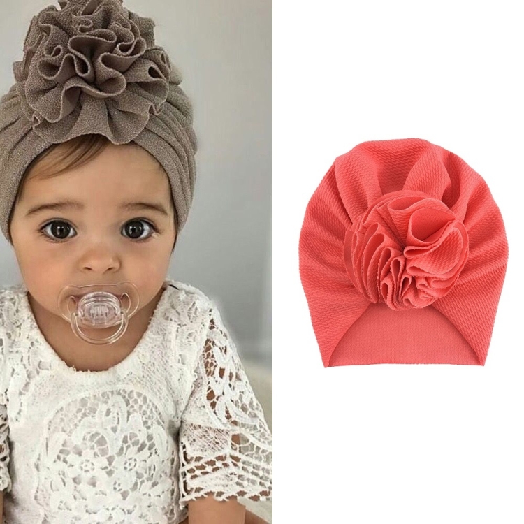 Baby Sun Flower Hedging Cap Solid Color Turban Hat, Size: One Size(Watermelon Red)