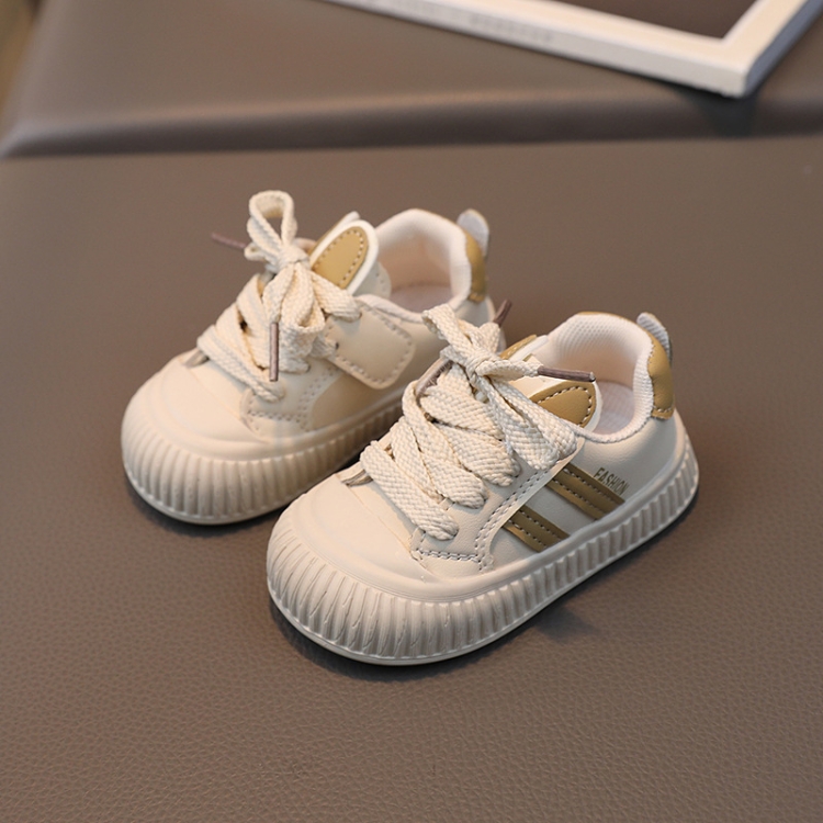 Baby Toddler Shoes Boys And Girls Packed Toe Anti Kick Casual Board Shoes, Size: 21(Khaki)