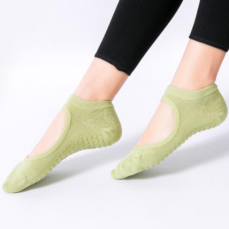 Backless Non-Slip Yoga Dance Socks Gym Indoor Floor Sports Socks, Size: 35-42(Bean Green)