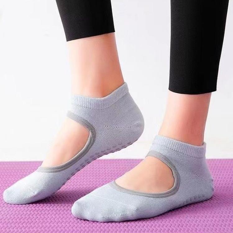 Backless Non-Slip Yoga Dance Socks Gym Indoor Floor Sports Socks, Size: 35-42(Light Blue)