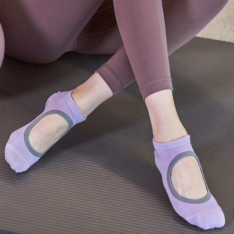 Backless Non-Slip Yoga Dance Socks Gym Indoor Floor Sports Socks, Size: 35-42(Purple)