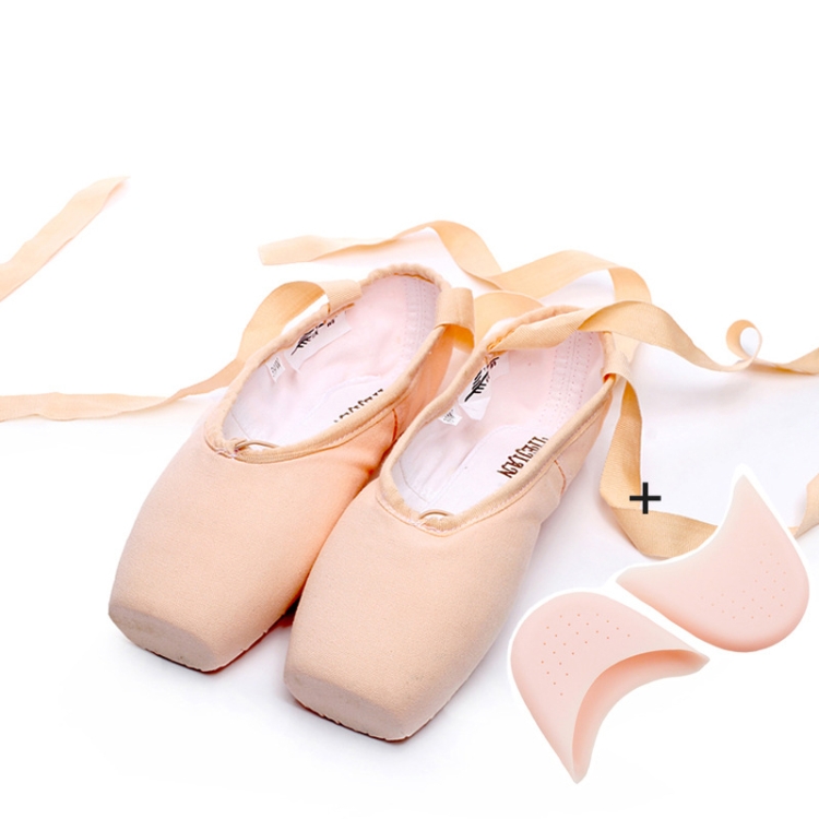 Ballet Lace Pointe Shoes Professional Flat Dance Shoes, Size: 36(Canvas + Silicone Case)