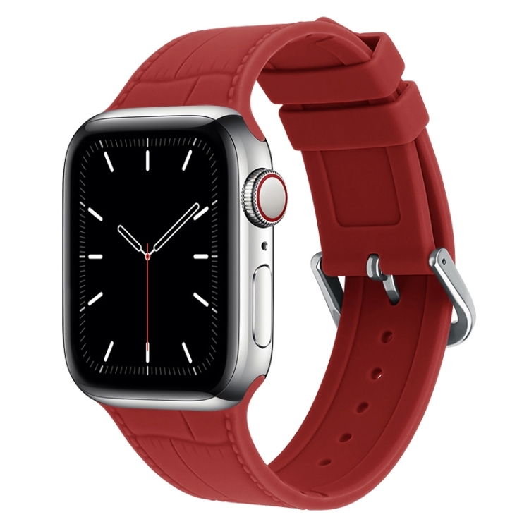 Bamboo Joint Silicone Watch Band For Apple Watch Series 9&8&7 41mm / SE 3&SE 2&6&SE&5&4 40mm / 3&2&1 38mm(Red)
