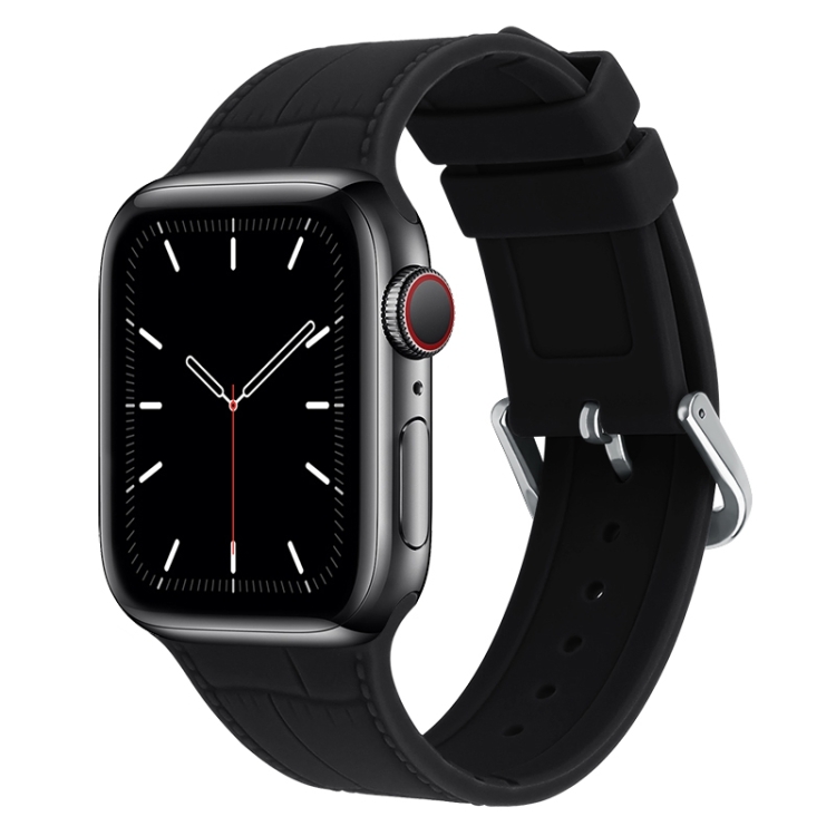 Bamboo Joint Silicone Watch Band For Apple Watch Ultra 49mm&Watch Ultra 2 49mm / Series 9&8&7 45mm / SE 3&SE 2&6&SE&5&4 44mm / 3&2&1 42mm(Black)