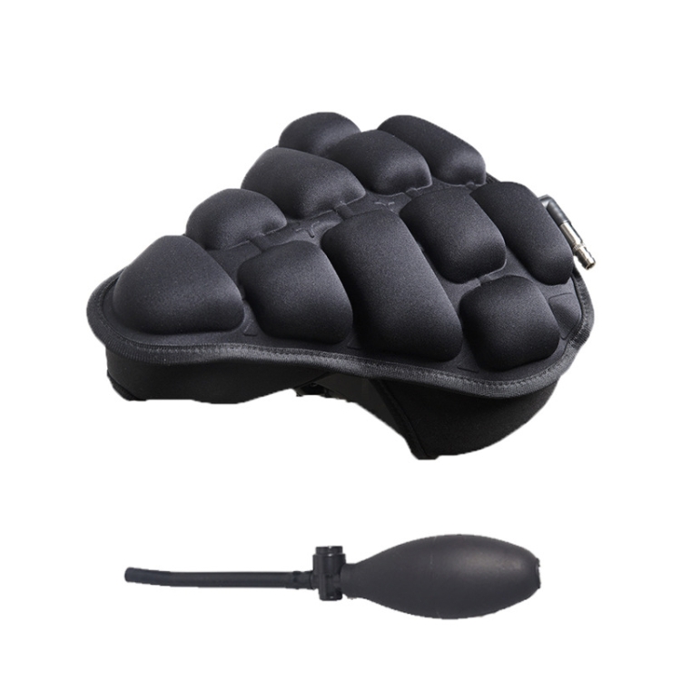 BC-203 2.0 M Size Bicycle Foldable Inflatable Airbag Cushion Seat Cover with Inflator (Black)
