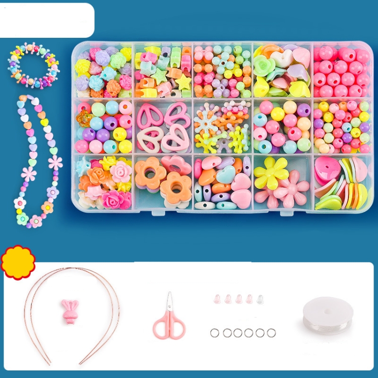 Beaded Educational Toys DIY Jewelry Material Set For Children 15 Grids Makato Pudding+S Package