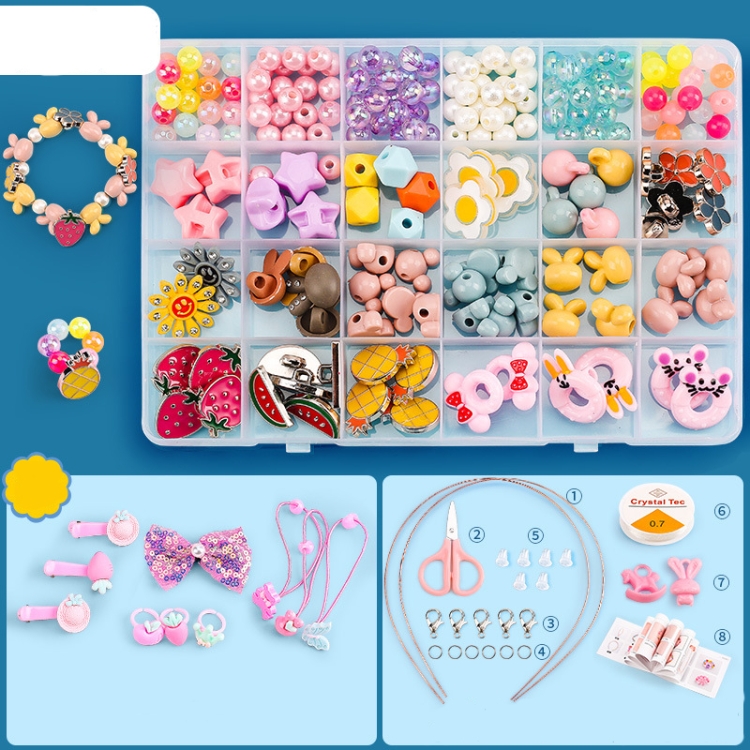 Beaded Educational Toys DIY Jewelry Material Set For Children 24 Grids Fruit 4 Seasons+M Package