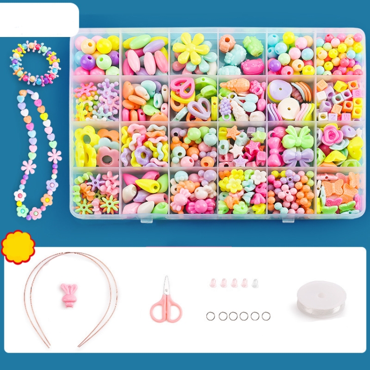 Beaded Educational Toys DIY Jewelry Material Set For Children 24 Grids Makato Pudding+S Package